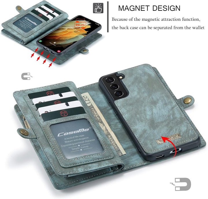 Yidai-Silu iPhone 14 Pro Max Handy Hülle 【Abnehmbar, Mutil-Funktion】 Wallet Case Magnet Tasche PU Le