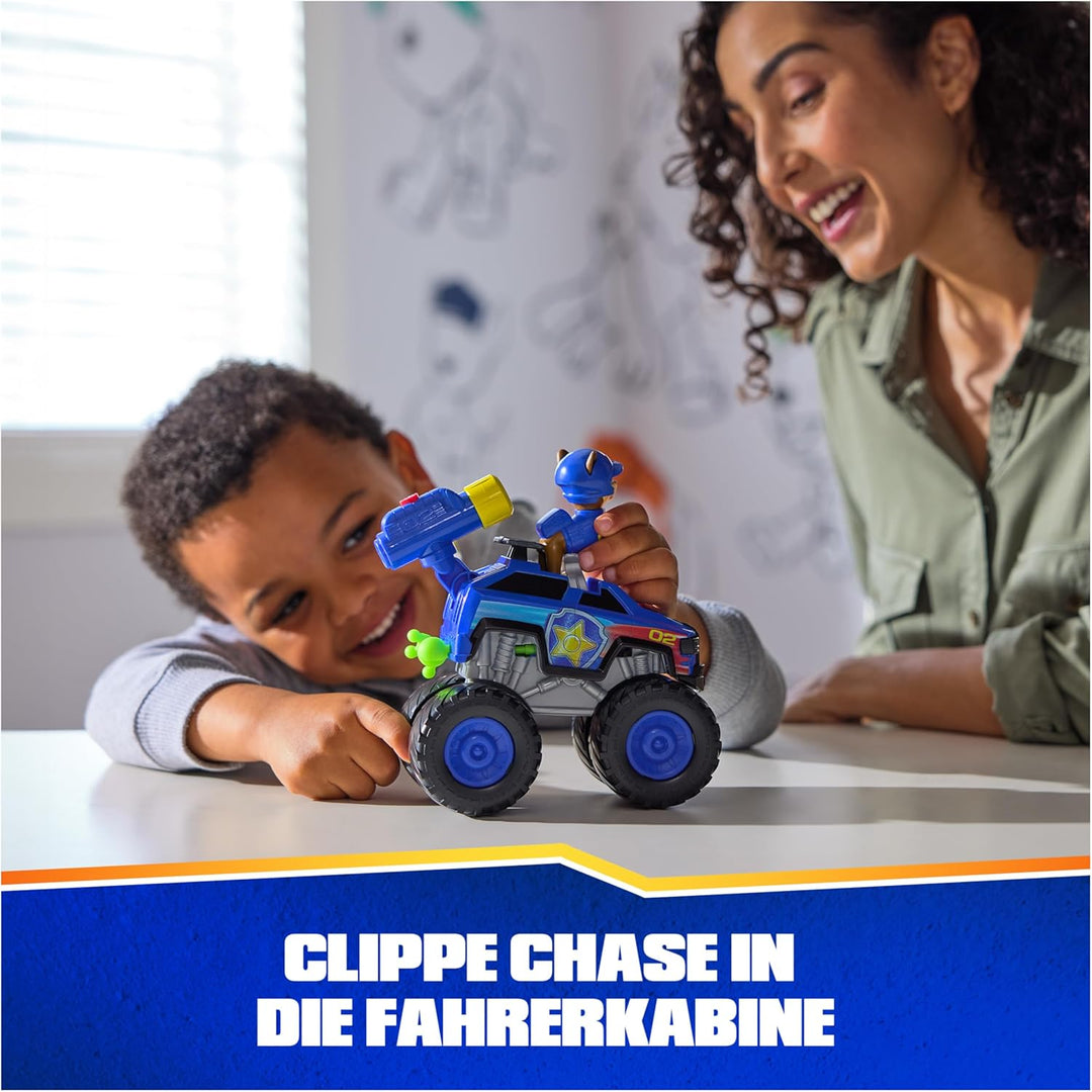 PAW PATROL Rescue Wheels - Chases Monstertruck Fahrzeug mit Geschoss-Abwurf und Chase Hundefigur, Sp