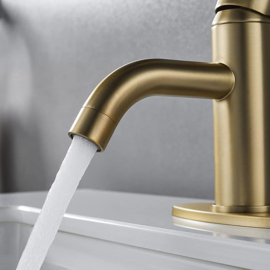 Badarmatur, F-DEEN Einhebelmischer Wasserhahn für Badezimmer Waschbecken, Kalt- und Warmwasser, Gebü