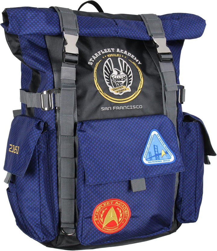 INTIMO Star Trek Starfleet Academy Rucksack mit Roll-Top, Wandern, Fitnessstudio, Laptop, Schule, Re