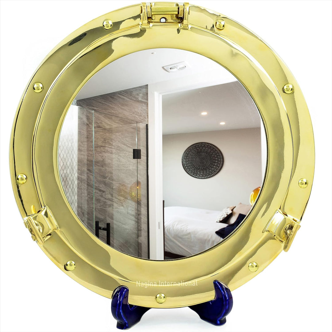 Moritz Bullauge Spiegel Nautik Messing Maritim Schiff Nostalgie Antik-Stil 30 cm rund