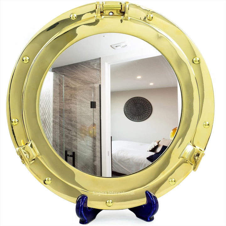 Moritz Bullauge Spiegel Nautik Messing Maritim Schiff Nostalgie Antik-Stil 30 cm rund