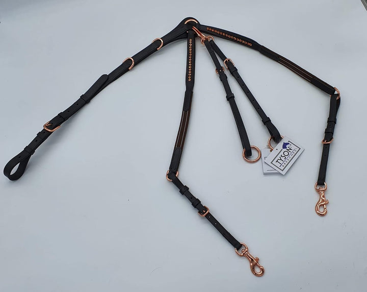 Vorderzeug Deister Braun Roségold Rosa Dunkelbraun Leder weich Strass Glitzer Hilfszügel Tysons (X F