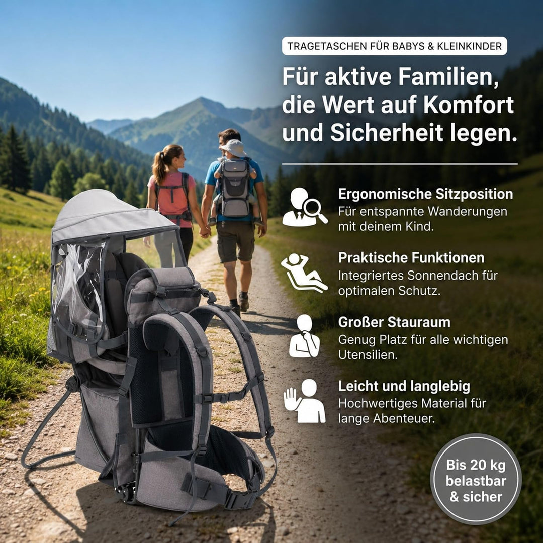 Fillikid Rückentrage Explorer Elite Exklusiv | Kindertrage für Wandern & Reise | Babytragerucksack m
