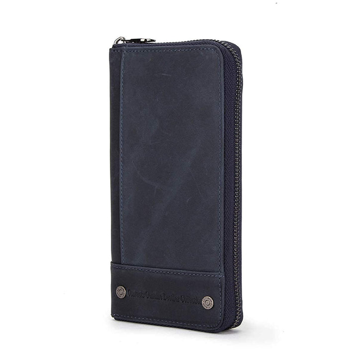 Contacts RFID Blocking Echtleder Herren Reissverschluss um Brieftasche Karte Telefonhalter Münzkuppl