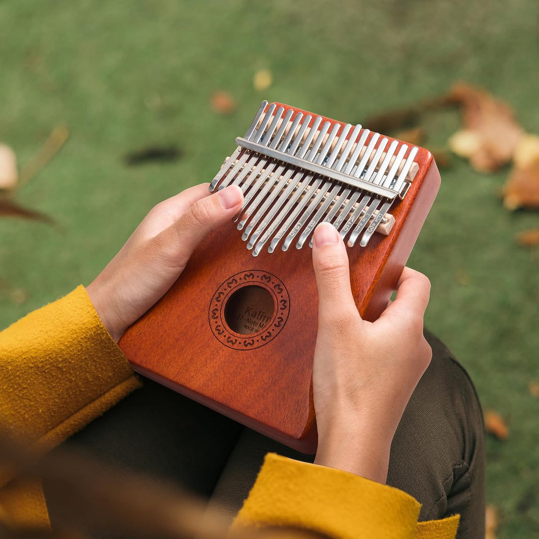 Kalimba Daumenklavier 17 Tasten, Fingerpiano Mbira Tragbare Musikinstrumente für Erwachsene Anfänger