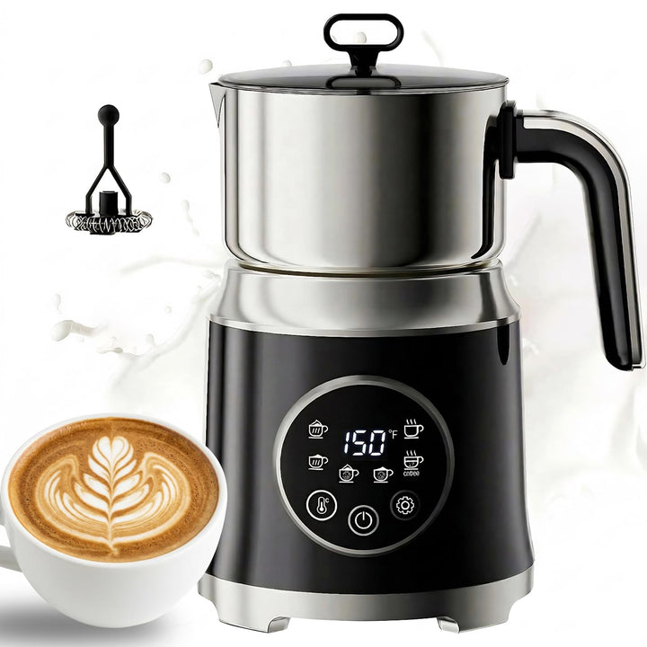 Milchaufschäumer Elektrisch 6-in-1-800ml Automatischer Milchschäumer für Heisse & Kalte Schäume, Spü
