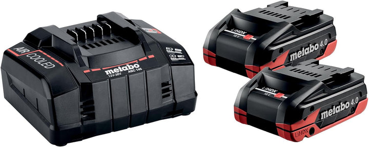 metabo Basis-Set - 2 x LiHDX 4.0 Ah Akkus, Schnellladegerät ASC 145 - Leistungsstark, langlebig, 18