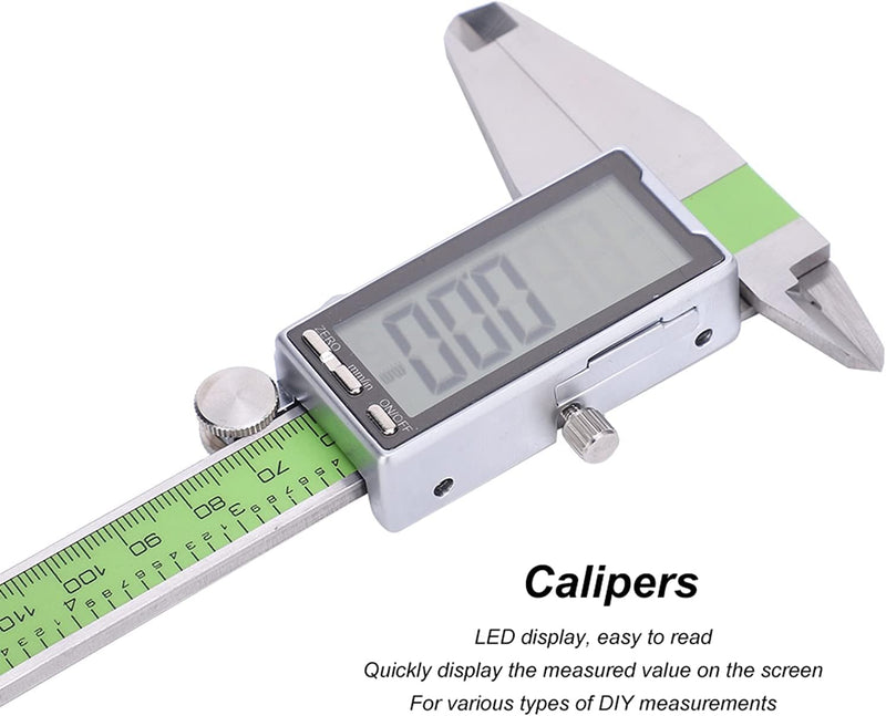 Fafeicy Digitaler Messschieber, hochfestes elektronisches Lineal aus Edelstahl, Genauigkeit 0,01 mm,