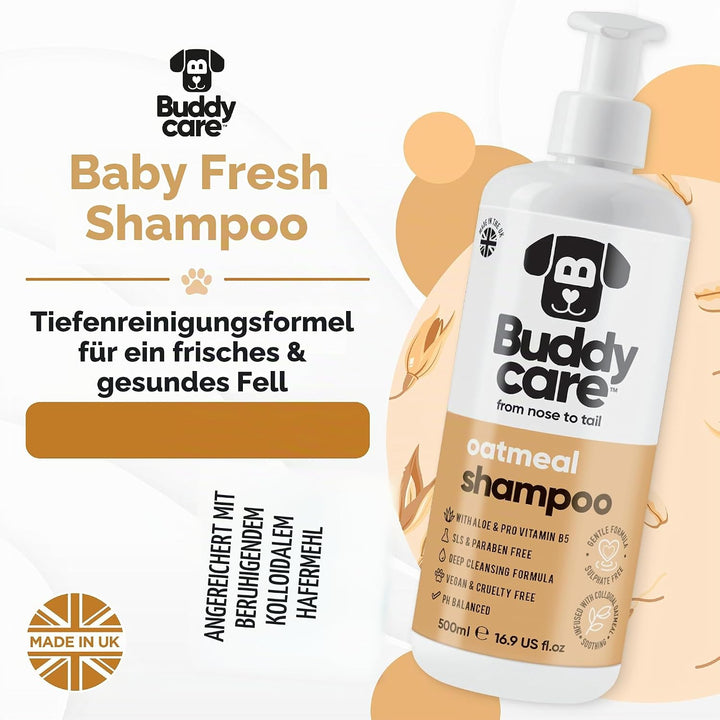 Haferflocken-Hundeshampoo von Buddycare - Shampoo für Hunde mit gereizter Haut - Beruhigend und Feuc