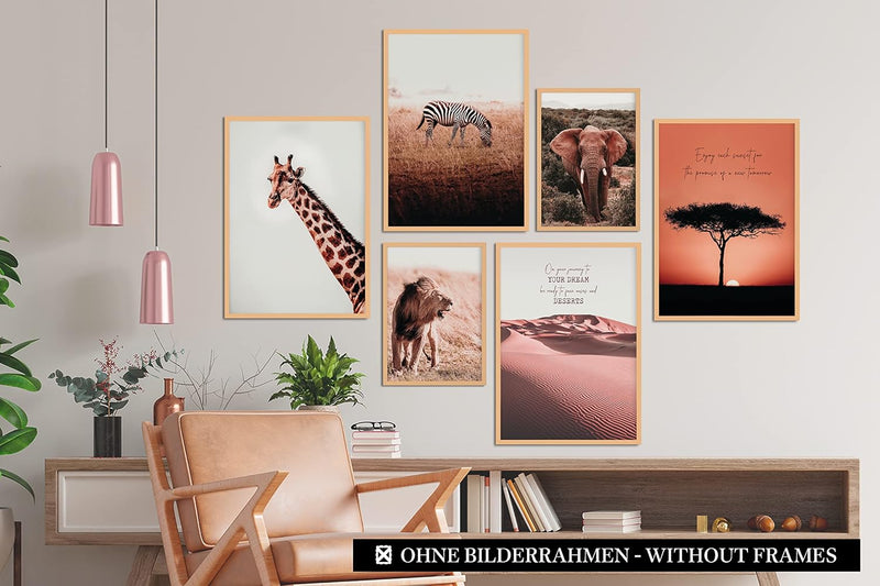 CreativeRobin » Afrika « Premium Poster-Set als Wohnzimmer Deko | 4x A3 + 2x A4 Wandbilder Collage 4