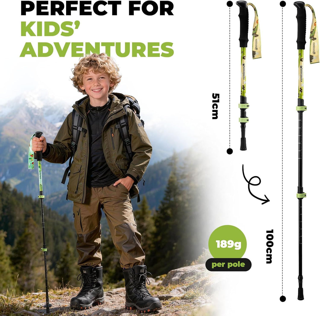 Wanderstöcke Kinder, 51–100 cm verstellbar Trekkingstöcke, 6061 Aluminium Ultraleichte Walking Stöck