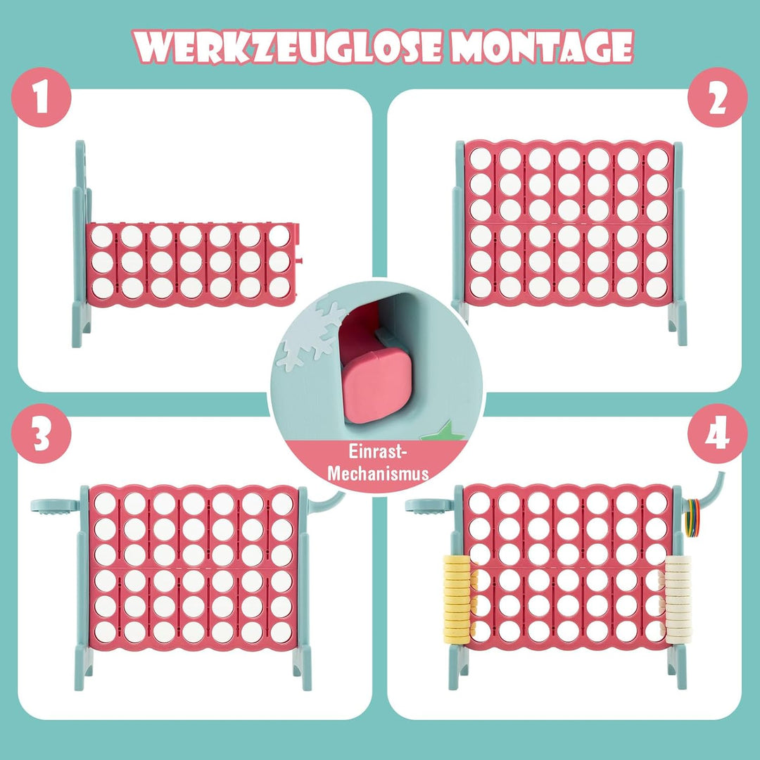 GOPLUS Riesiges 4 Gewinnt Spiel, Strategiespiel mit 42 Ringen, Basketballkorb & Wurfspiel & Schnells