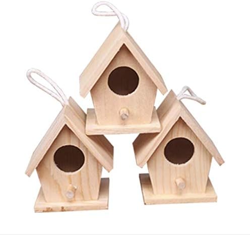 Aestm Deko Vogelhaus Holz Nistkasten Deko Anhänger, Holz Vogelhaus zum Aufhängen und Bemalen Vogelhä