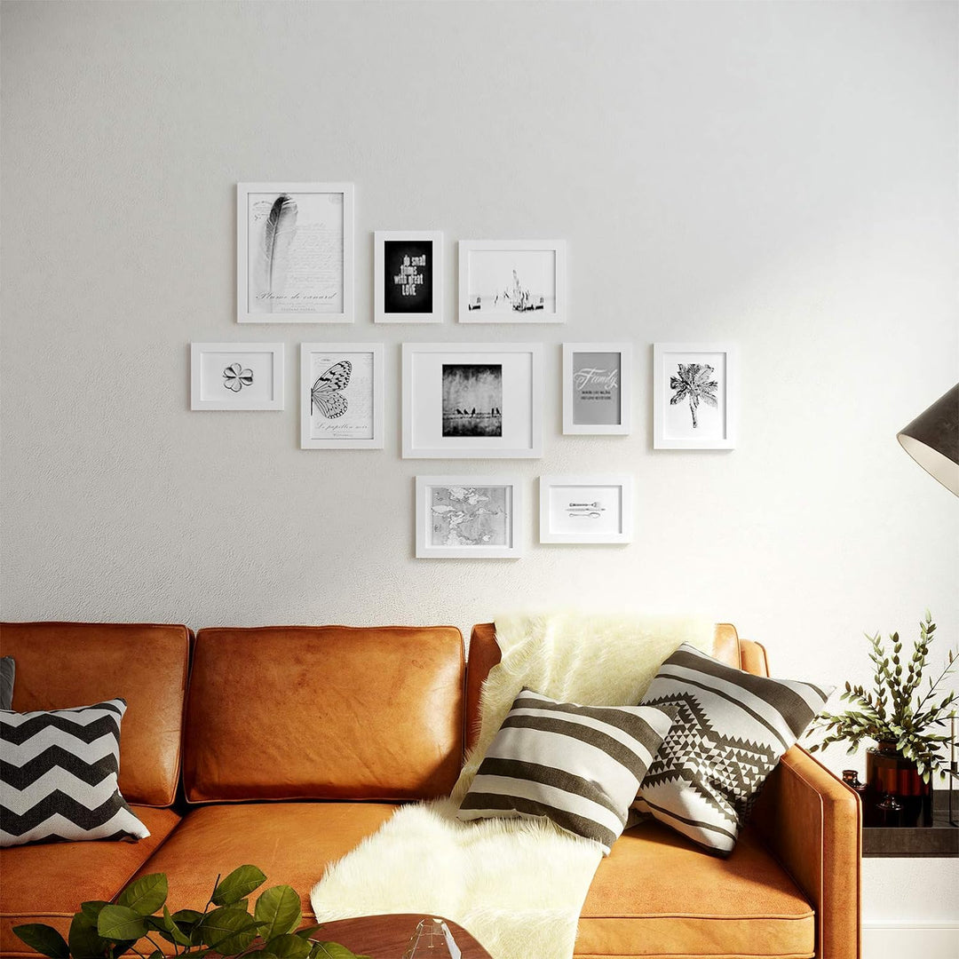 SONGMICS Bilderrahmen 10-er Set Fotorahmen - 2 STK. 20 x 25 cm, 4 STK. 13 x 18 cm und 4 STK. 10 x 15