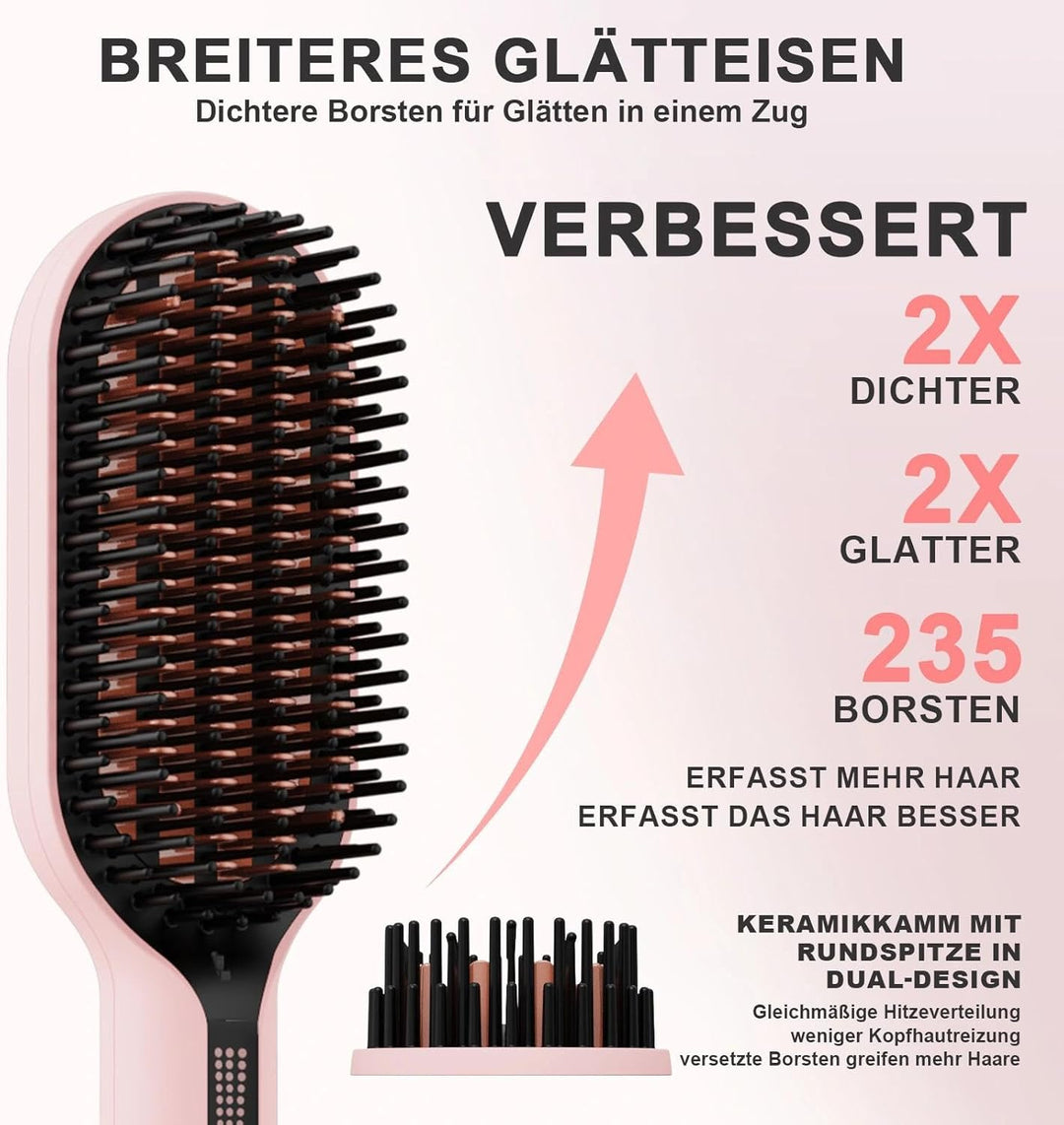 Glättbürste Ionen Haarglätter Bürste, iToncs Haarglättungsbürste 2 in 1, Anti-Verbrühungs & Speicher