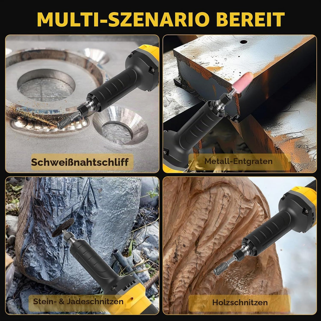 Akku Geradschleifer Kompatibel mit DeWalt 18V Akku, Bürstenloser Geradschleifer 6mm 3mm Bohrfutter P