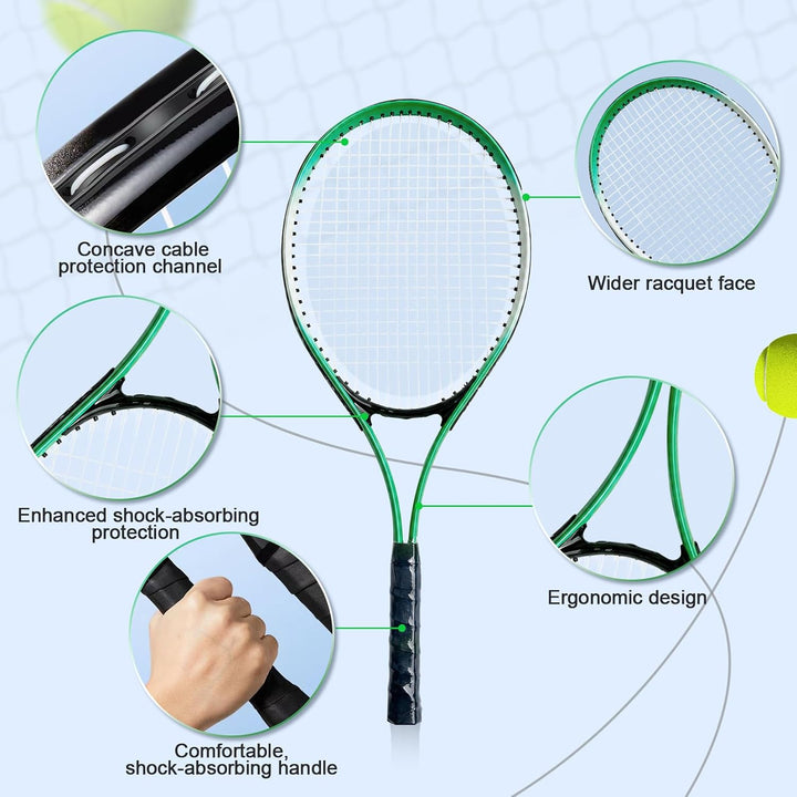 Kinder Tennisschläger, Langlebige Tennisschläger aus Eisenlegierung, Anfänger Übungsschläger mit Bal
