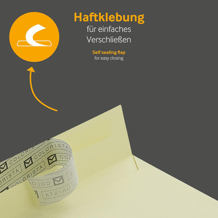 100 Stück, Farbige Briefumschläge, DIN C6/5, Haftklebung mit Abziehstreifen, Gerade Klappe, 130 g/qm