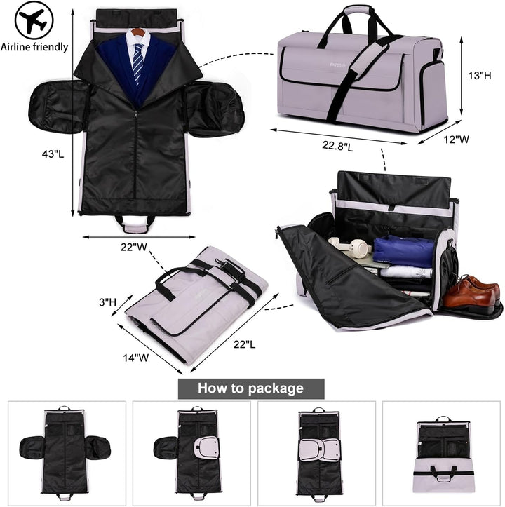 Anzugtasche Kleidersack Reisetasche Herren für 3 Anzüge, Anzughülle Handgepäck mit Abnehmbarer Schul