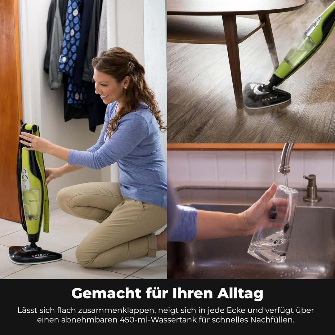 H2O HD Dampfreiniger &amp; Dampfbesen - Tötet 99,9% der Bakterien ohne Reinigungschemikalien (H20 HD Ste