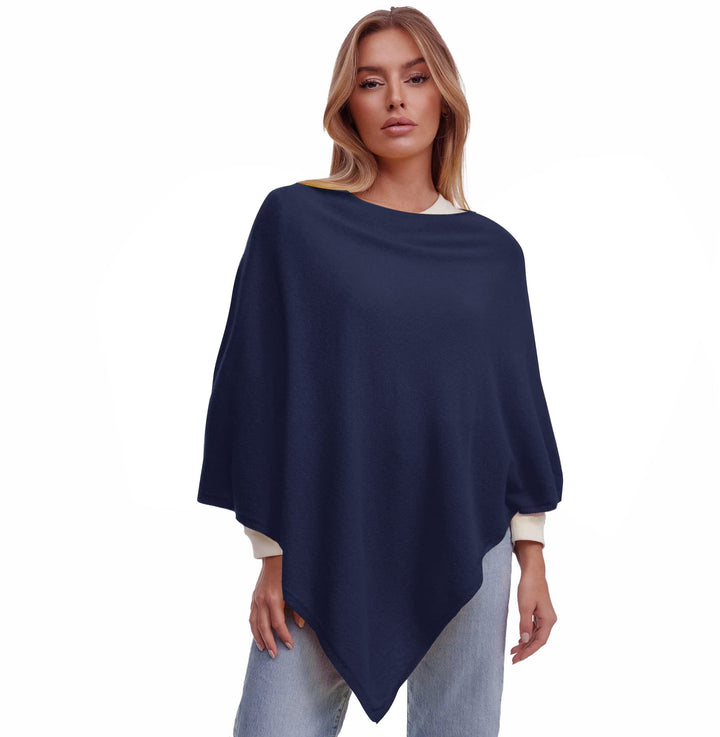Glamexx24 Damen Strick Poncho Unifarbe Cape Feinstrick XXL Pullover - Eleganz, Stil und Komfort in e