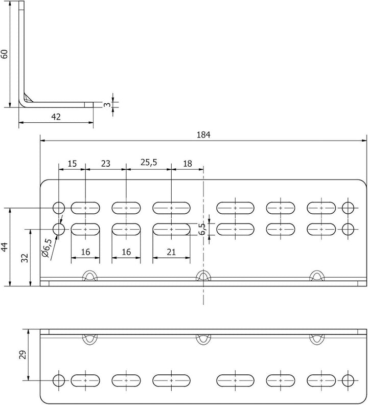 1 Paar Vadania Montagewinkel 184 mm für 200 Kg Schwerlastauszüge mit Feststellfunktion Befestigungsw