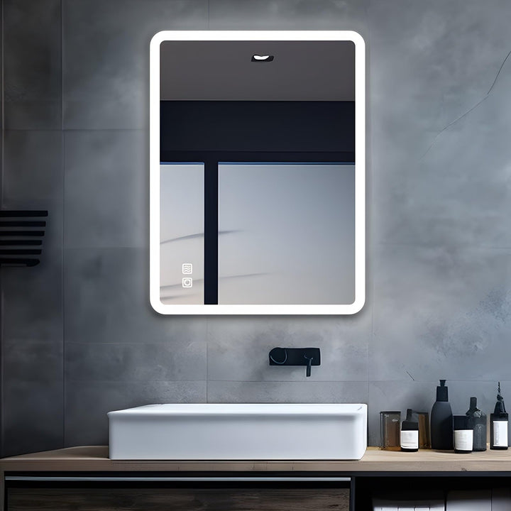 MIQU LED Badspiegel mit Beleuchtung 80x60 cm Badezimmerspiegel, Bad Gross Spiegel mit Touch Dimmbar