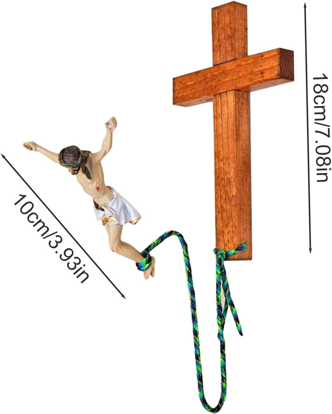 Scnvsi Einzigartiges religiöses Kunstwerk, Bungee-Jumping, Jesus-Kreuz, handgefertigte Skulptur aus