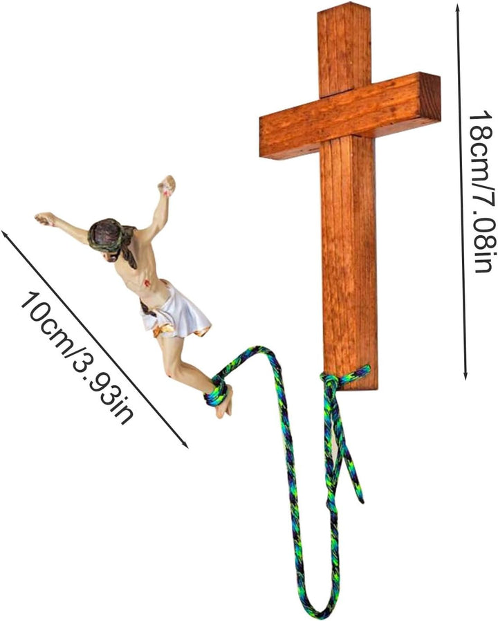 Scnvsi Einzigartiges religiöses Kunstwerk, Bungee-Jumping, Jesus-Kreuz, handgefertigte Skulptur aus
