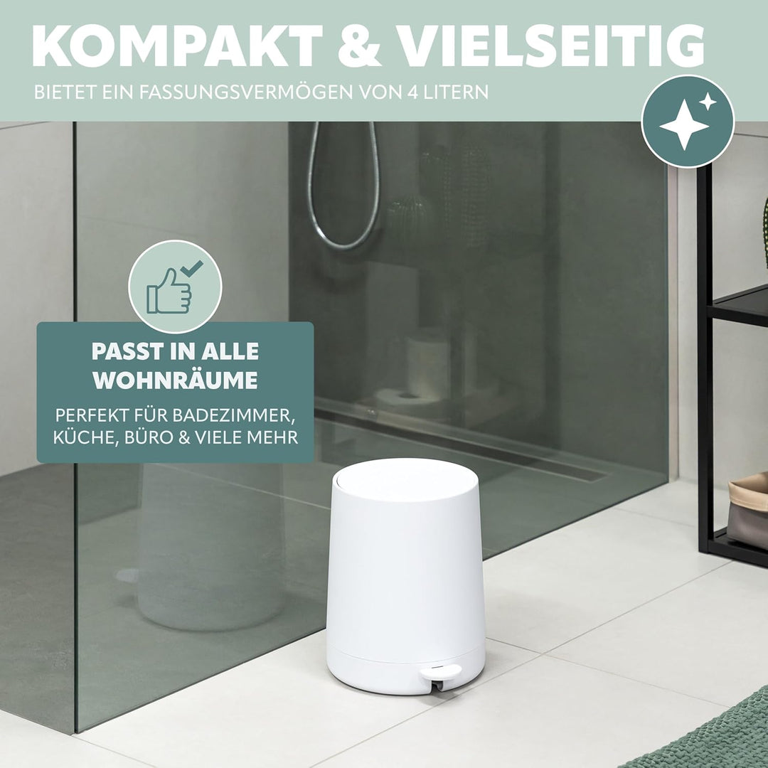eluno Kosmetikeimer TESERO mit Soft-Touch Oberfläche, Treteimer 4 Liter Fassungsvermögen, mit Soft-C