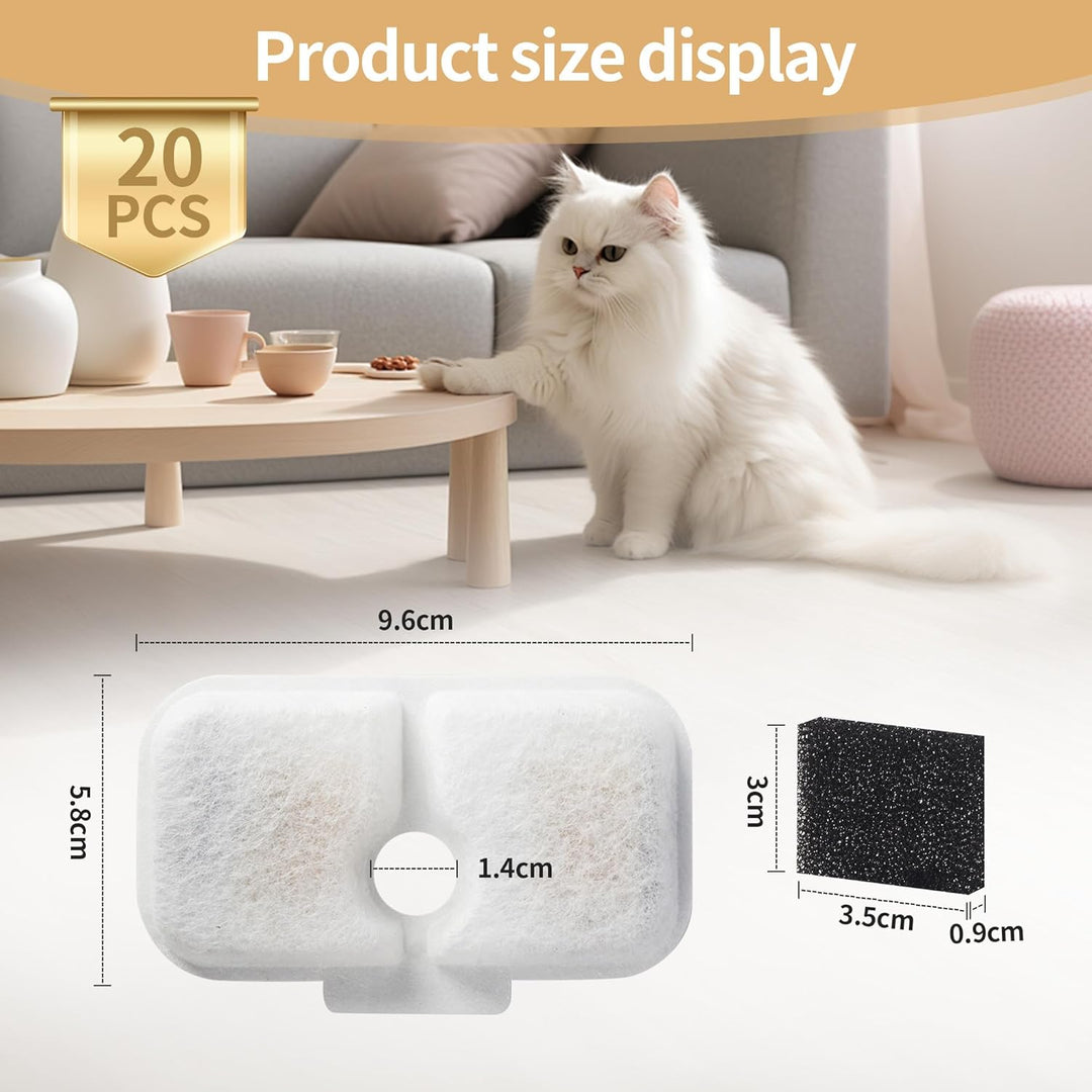 40er Pack Katzenbrunnen Filter Set, Filter für Dockstream Trinkbrunnen füR Katze Ersatzfilter PLWF00