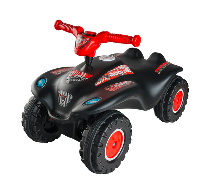 BIG Bobby Car Quad Racing (schwarz-rot) - Kinder-Rutschauto ab 3 Jahre mit Lenker, Hupe und Offroad-