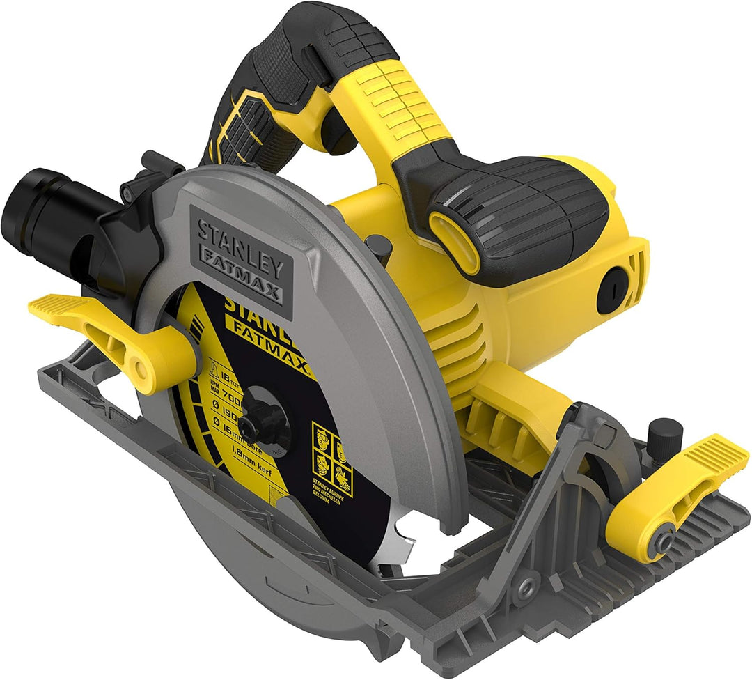 Stanley FatMax Handkreissäge FME301K (1650 Watt, 66 mm / 50 mm (90°/45°), mit Parallelanschlag, Durc