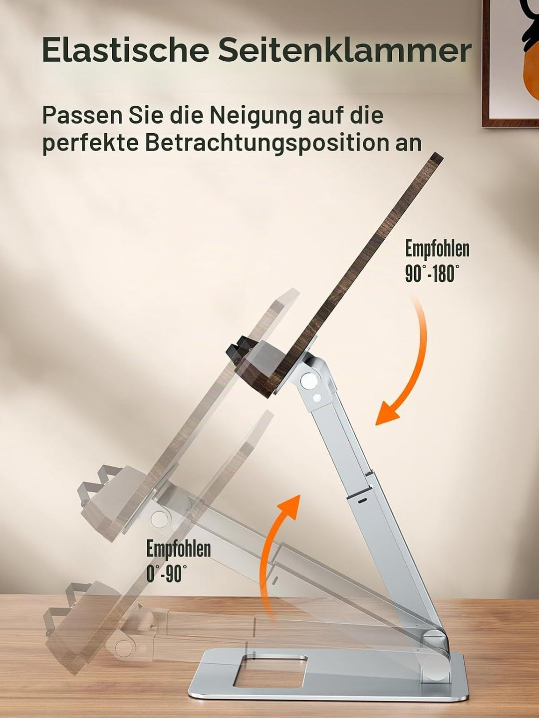 Tounee Buchständer, Teleskop-Buchhalterständer, höhenverstellbar, ausziehbares Design, ergonomischer