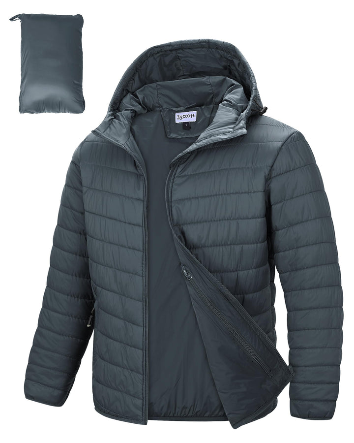 33,000ft Herren Leichte Steppjacke Outdoor Wasserbeständige Übergangsjacke Warme Winterjacke für Män