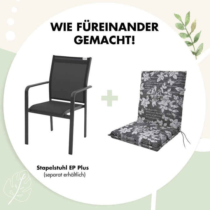 Doppler Auflage für Niederlehner Spot schwarz beige kariert I Gartenstuhl-Polster 100x48x5cm aus Bau