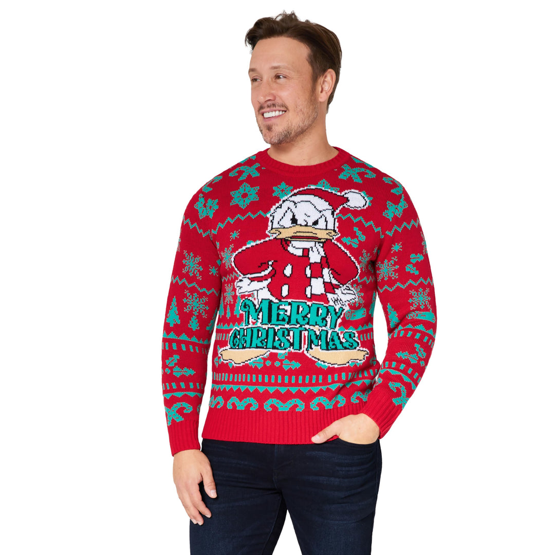 Disney Christmas Sweater Herren S-XXL, Weihnachtspullover Herren Lustig mit Rundhalsausschnitt - Ges