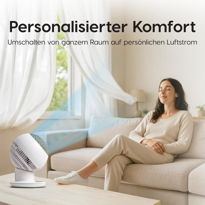 Iris Ohyama Woozoo, Ultra-starker, leiser & tragbarer Tischventilator, 30m², Reichweite 25m, Multidi