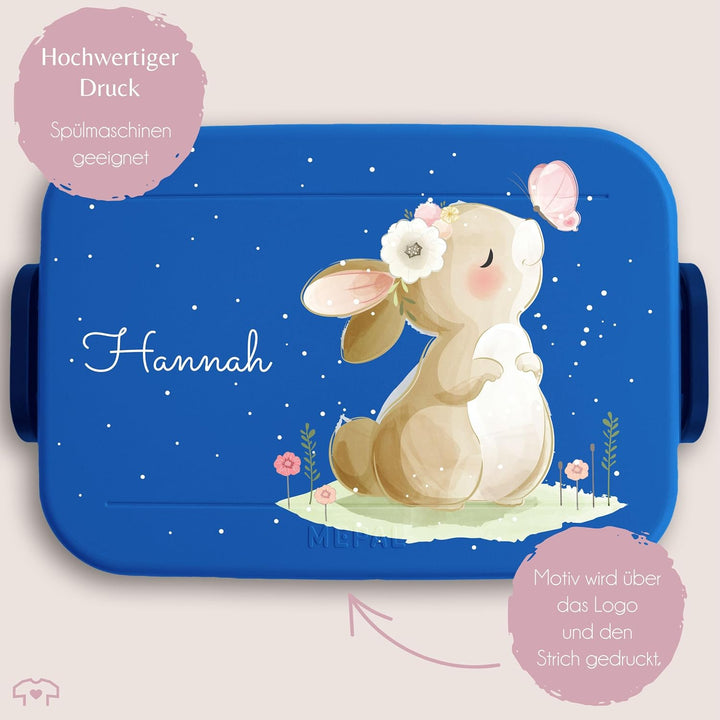 Kinder Bento Box Midi Lunchbox für Mepal Bentobox - Hasen - Brotdose Süsser Hase personalisiert I La