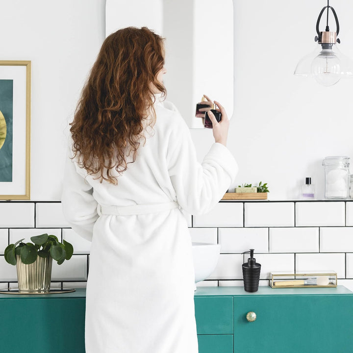 Relaxdays Badezimmer Set, 4-teilig, Seifenspender, Seifenschale, Zahnputzbecher, Zahnbürstenhalter,