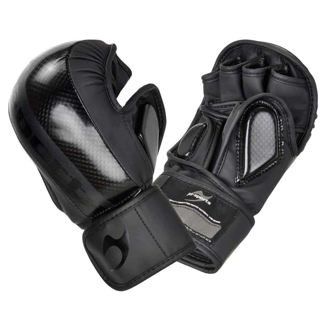 Ju-Sports Carbon MMA Handschuhe für Sparring Assassin schwarz, PU - Kampfsporthandschuhe mit Handrüc
