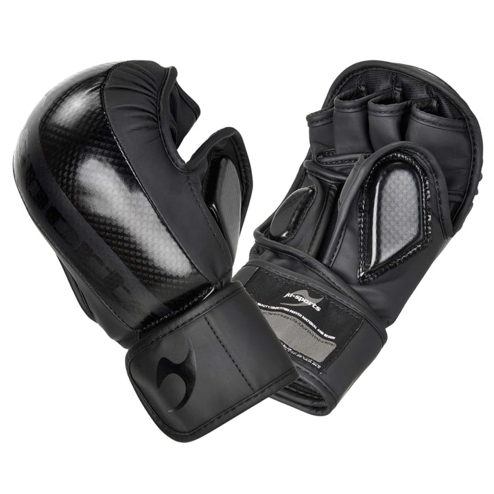 Ju-Sports Carbon MMA Handschuhe für Sparring Assassin schwarz, PU - Kampfsporthandschuhe mit Handrüc