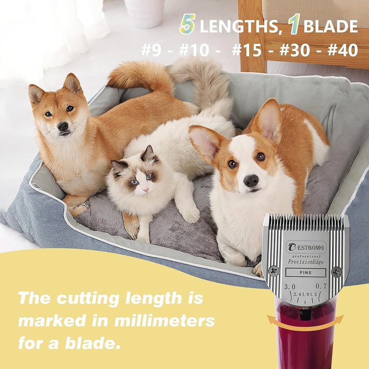 BESTBOMG Professionelle 5-in-1-Hundeklingen mit Verstellbarer Schnittlänge von 0,7–3 mm, kompatibel
