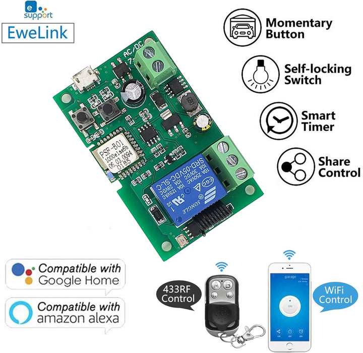 Newgoal 1 Kanal WiFi Wireless Smart Switch Relay Modul für Smart Home Fernbedienung DC 5 V/12 V, Kom