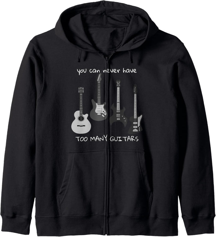 Musikgeschenk mit Aufschrift "You Can Never Have Too Many Guitars". Kapuzenjacke