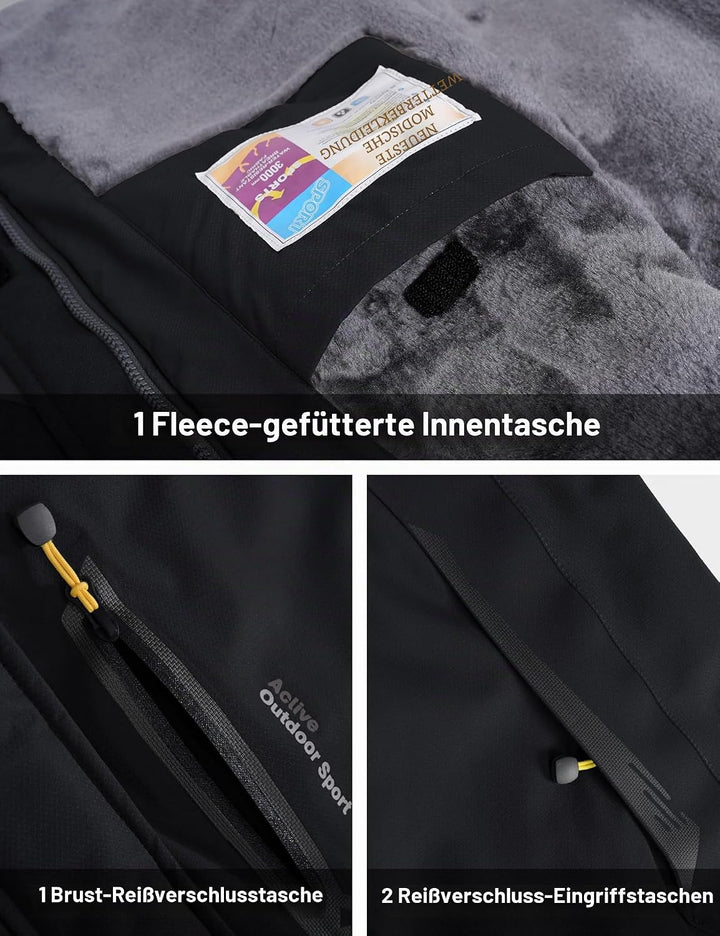 MAGCOMSEN Winterjacke Herren Warm Gefüttert Skijacke Wasserdicht Regenjacke Snowboardjacke Outdoor F