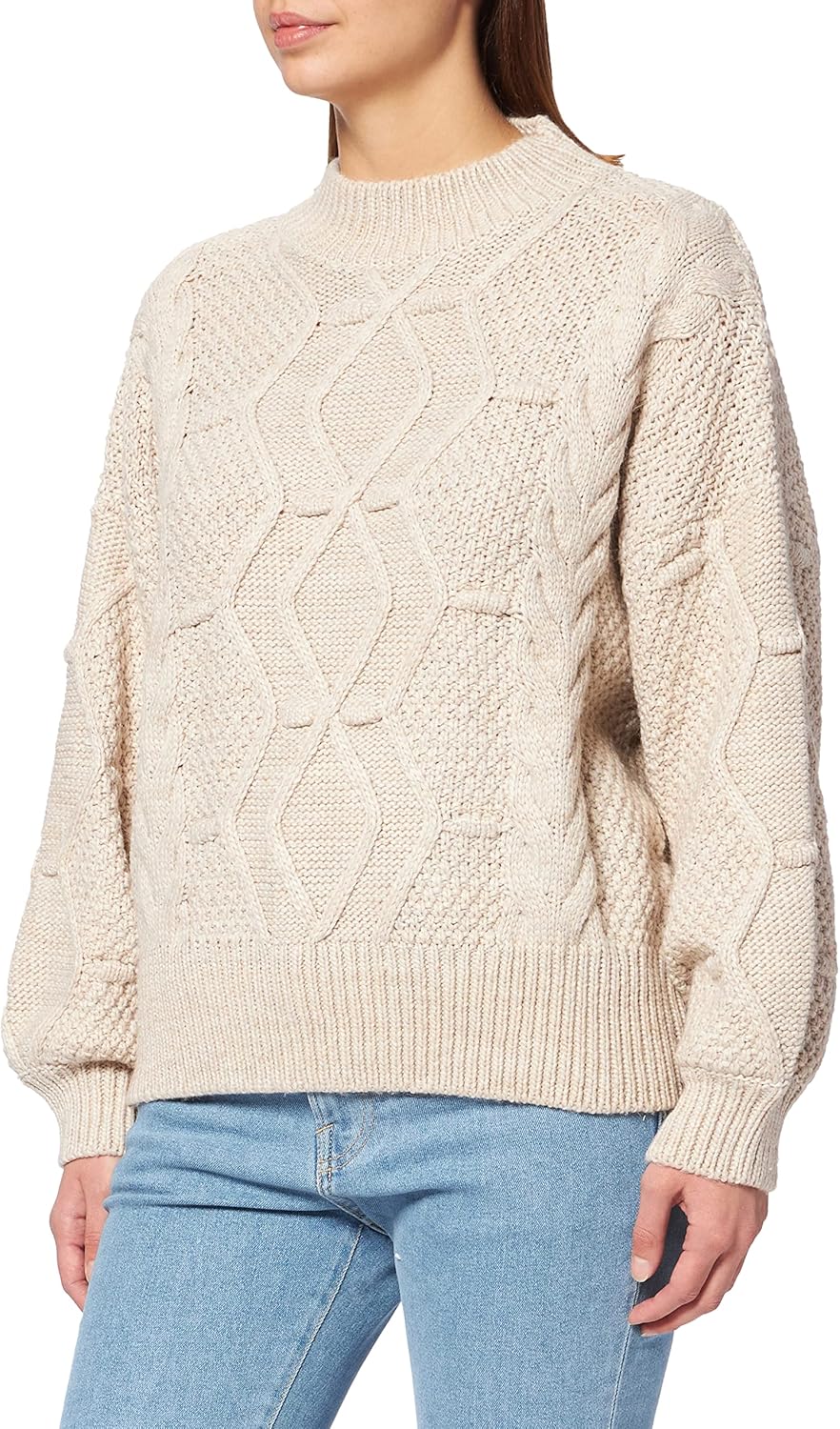 Object Damen Objkamma Cable Knit Pullover Noos Strickpullover L Silver Gray, L Silver Gray