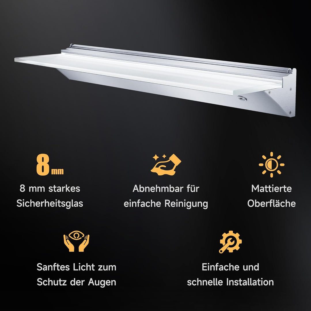 SONNI Badspiegel mit Beleuchtung Halbrund 80x60 cm, Touch Badezimmerspiegel 3 Lichtfarben, Anti-Besc