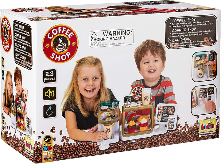 Theo Klein 9528 Coffee Shop I Espresso-Bar mit Wasserdurchlauffunktion und Touchdisplay I Inkl. Zube